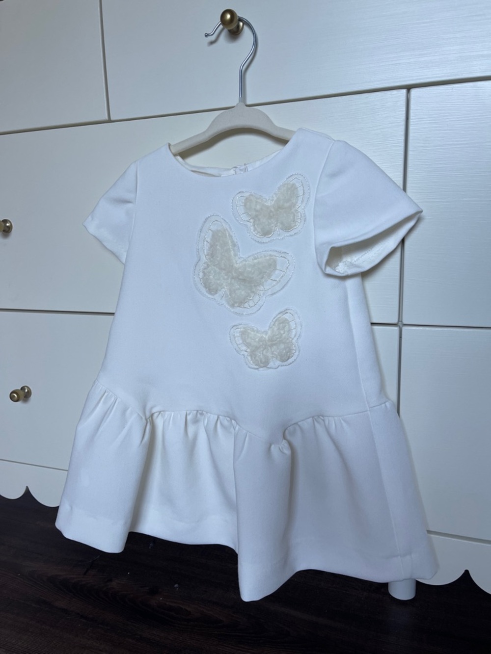 Zara White Dress with Butterfly Appliques